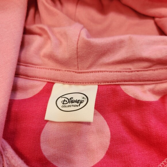 Disney Minnie Mouse 1/4 zip pullover hoodie jacket pink polk-a-dot size 7/8 - Picture 3 of 9